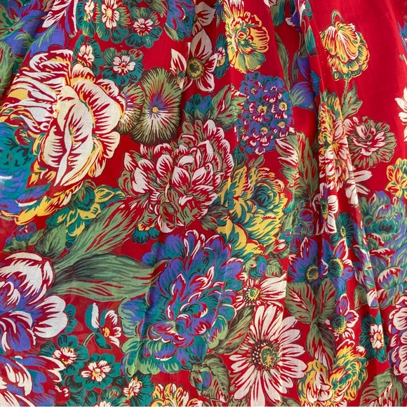 Geiger Vintage Floral Wool Red and Green Women's Midi Skirt Made in Austria - Picture 7 of 8